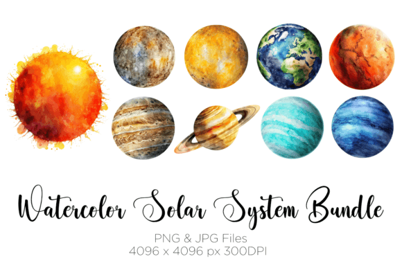 Download Watercolor Solar System Bundle - System Collection