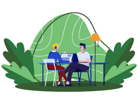 Download Green Flat Illustration Working on Group - Working Collection