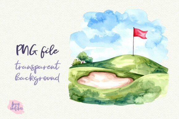 Download Retro Golf Course Flag Hills Pink Golf - Pink Collection