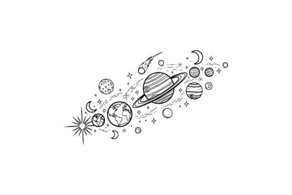 Download Drawing Solar System Planets and Stars I - System Collection