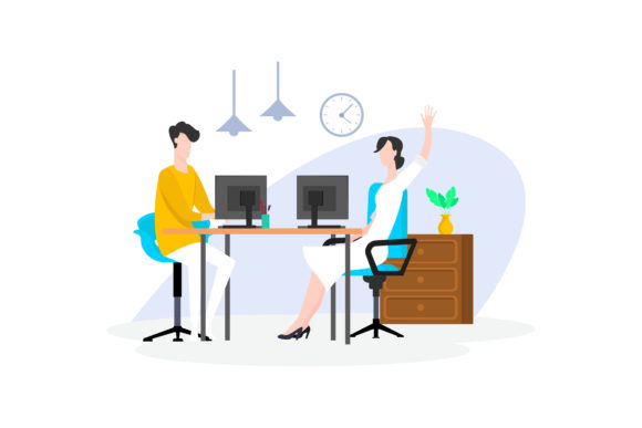Download Illustration of Working with a Laptop - Working Collection