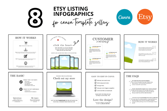 Download 8 White Etsy Listing Infographics - White Collection