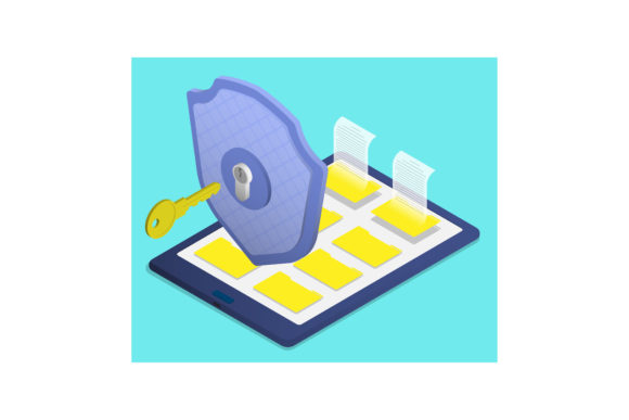 Download Isometric Firewall Shield with Key Protection - Premium Bundle