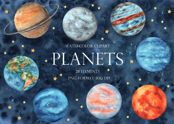 Download Planets Watercolor Clipart. Solar System - System Collection