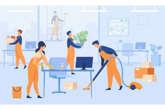 Download Professional Janitors Working in Office - Premium Resources