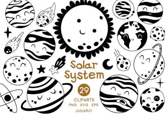 Download Solar System Clipart, Black Planets Svg - System Collection