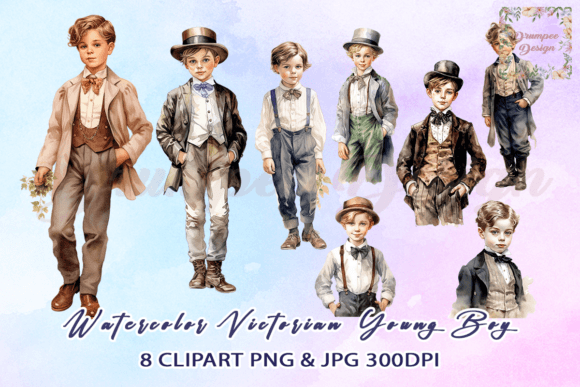 Download Watercolor Victorian Young Boy Clipart - Young Collection
